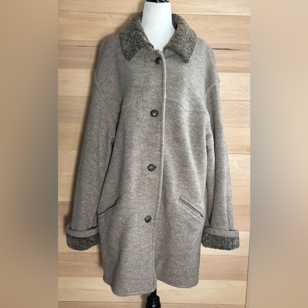 Sequence Size 16 Taupe Boiled Wool-Blend Jacket Made in Italy Autumn Winter